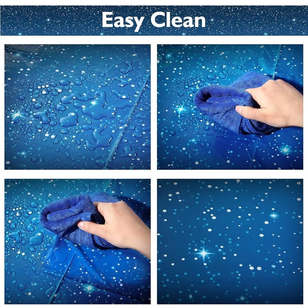 Space Galaxy Birthday Backdrop, Table Cloth & 500 Stickers Bundle